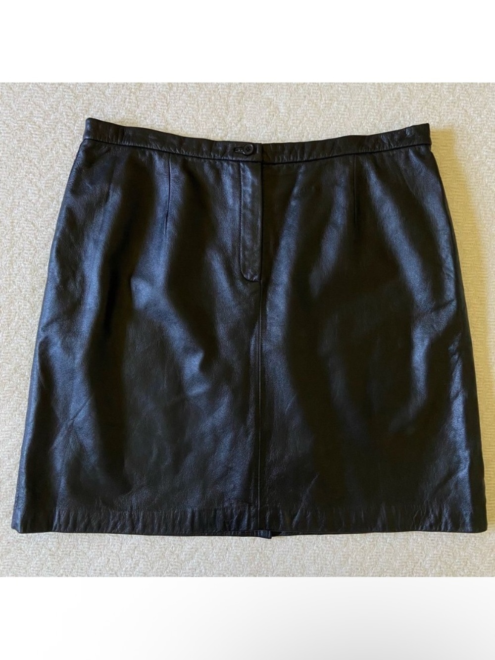 Apostrophe Black Leather Mini Skirt